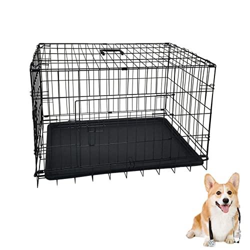 20" Small Dog Crate ,Folding 1 Door Crate with Plastic Tray Portable