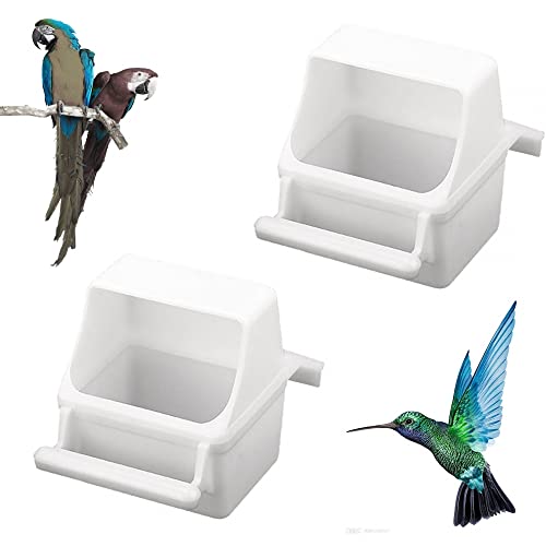 2PCS Bird Cage Feeder,Bird Hanging Bowl Bird Waterer Food Dispensers