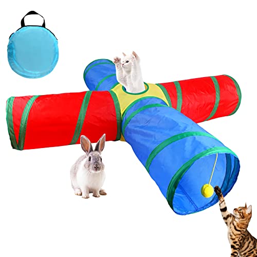4 Way Cat Tunnel, Rabbit Toys Collapsible Crinkle Tunnel Tube with