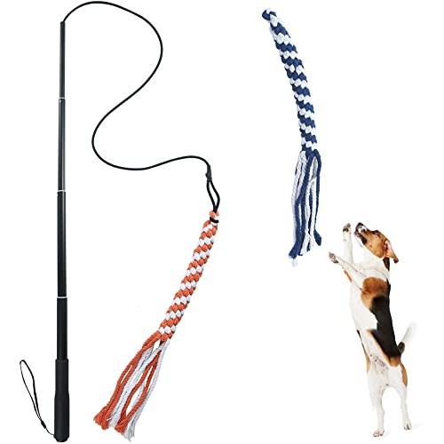 ASOCEA Flirt Pole for Dogs?Extendable Teaser Wand Pet Flirt Stick