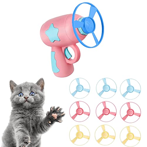 Cat Flying Toys Cat Fetch Toys with 1 Launchers and 10 Discs