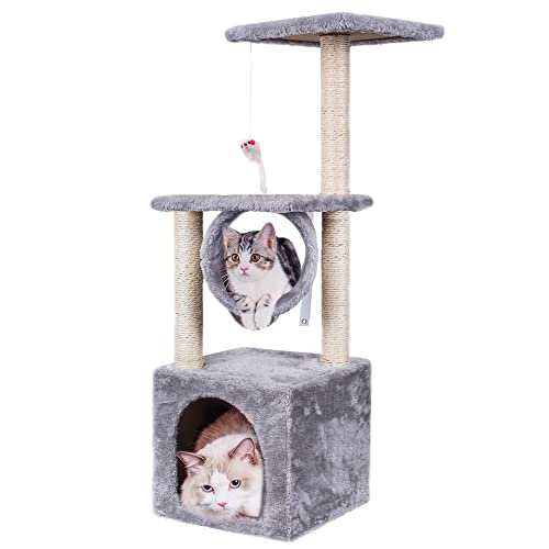 HOMIDEC Cat Tree, 90cm Cat Scratch Posts 3 Tier Stable Cat Climbing Tower Cat Activity Trees