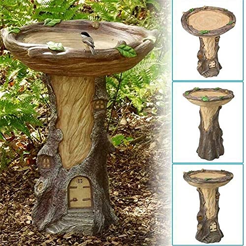 Outdoor Bird Bath Bowl, Resin Pedestal Bird Feeder Decoration for Yard