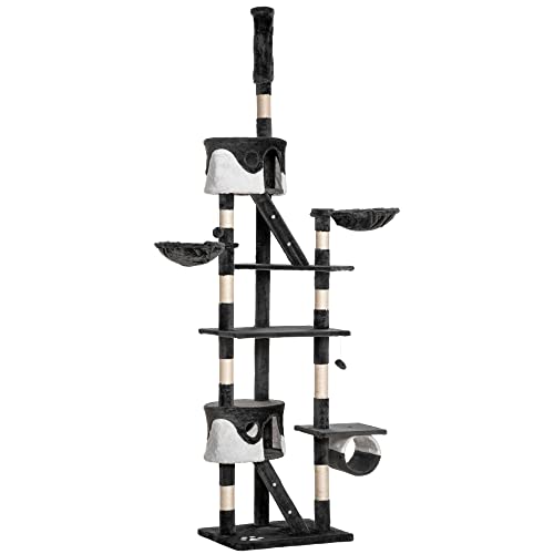 PawHut Floor To Ceiling Cat Tree For Indoor Cats Scratching Post