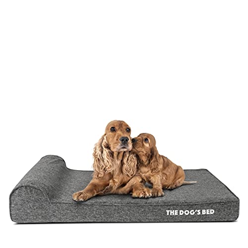 The Dog’s Bed Orthopaedic Headrest Dog Bed Large Grey with Grey Linen